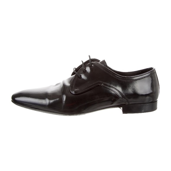 BURBERRY Black LEATHER DERBY SHOES EU 42 Size 9 - Picture 1 of 7
